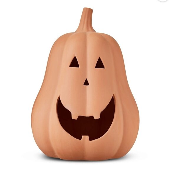 Way To Celebrate Clay Jack-o'-Lantern Pumpkin 13" Brown Harvest Halloween NWT - Picture 1 of 7